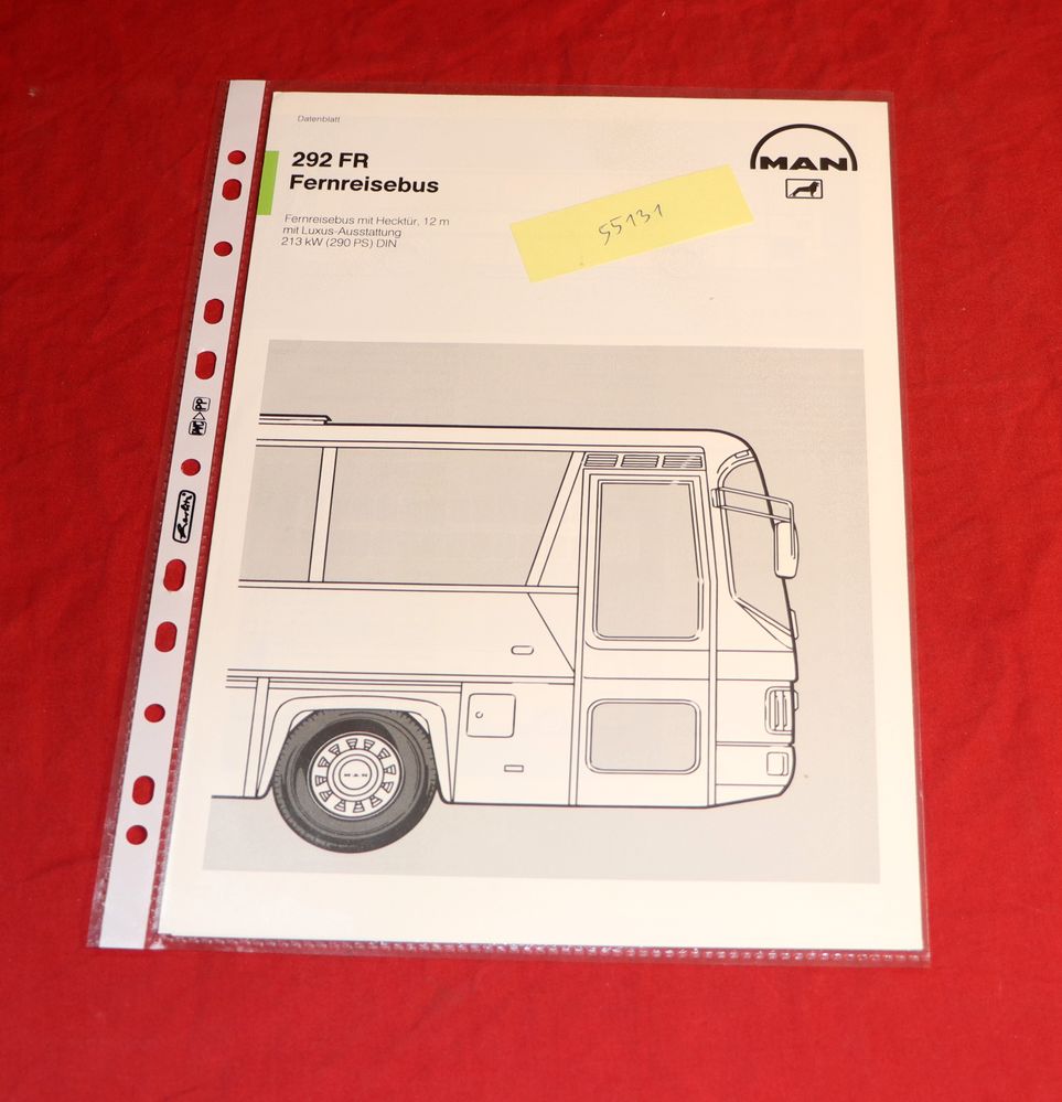 MAN Reisebus Fernreise 292 FR , Datenblatt