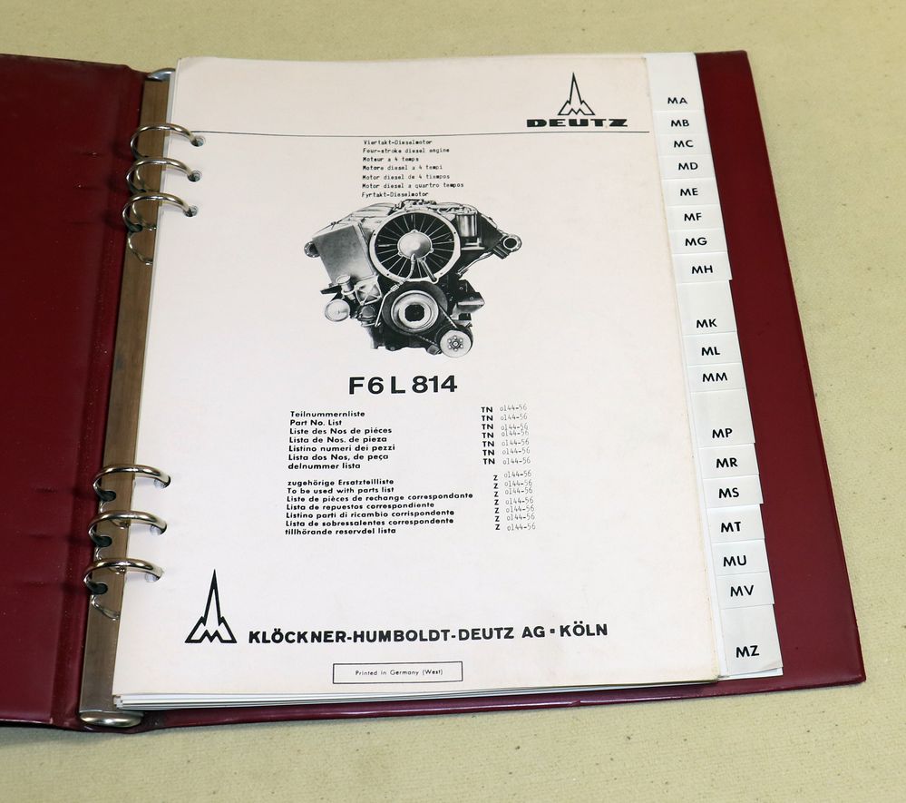 46469 Deutz Motor F 6 L 814 Teile Nummernliste