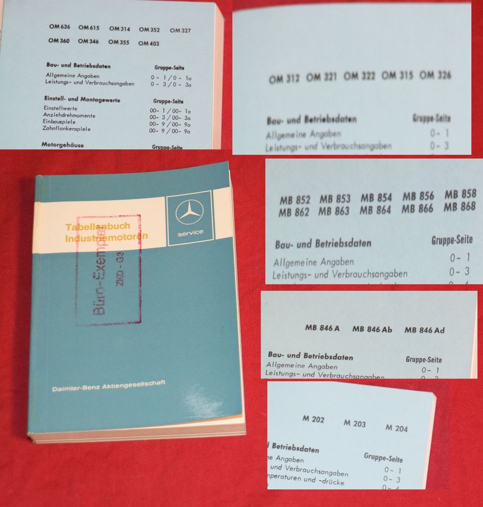 Mercedes Tabellenbuch Motoren 1973