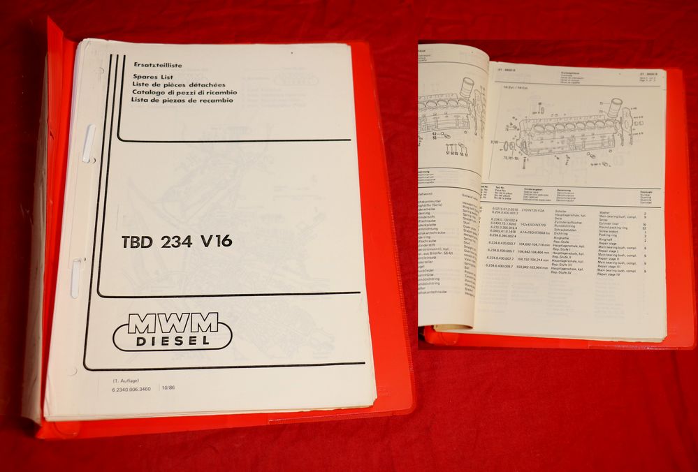 MWM Dieselmotor TBD 234 V16 Ersatzteilliste 