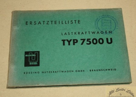 Ersatzteilliste Büssing 7500 U