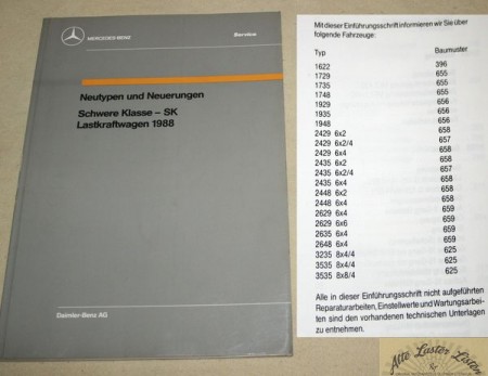 Einführungsschrift 1988 Mercedes LKW Schwere Klasse  SK