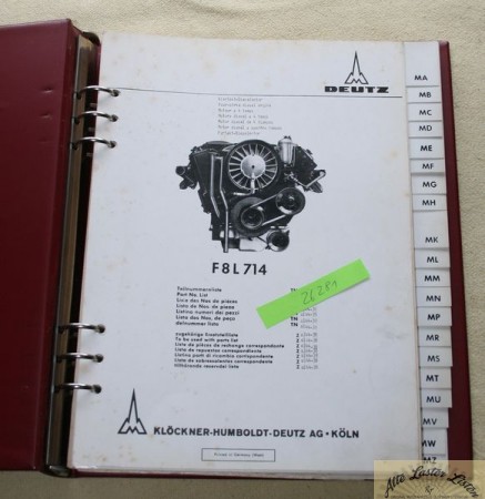 Deutz Motor F 8 L 714    Teile Nummernliste