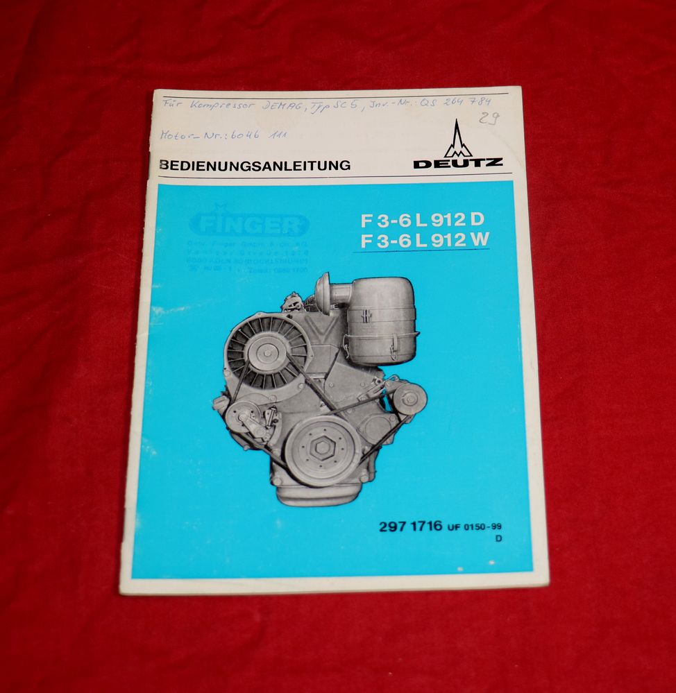 Deutz F 3 - 6 L 912 D /W Motor Betriebsanleitung