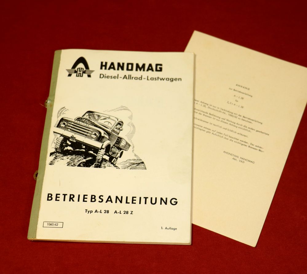 Betriebsanleitung Hanomag AL 28 , kleines Fahrerhaus