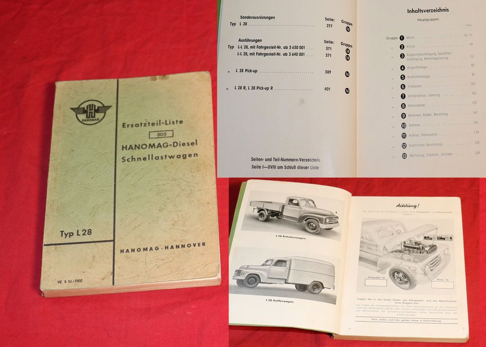 Hanomag L 28 Ersatzteilliste diverse Typen + L 28 Pick Up