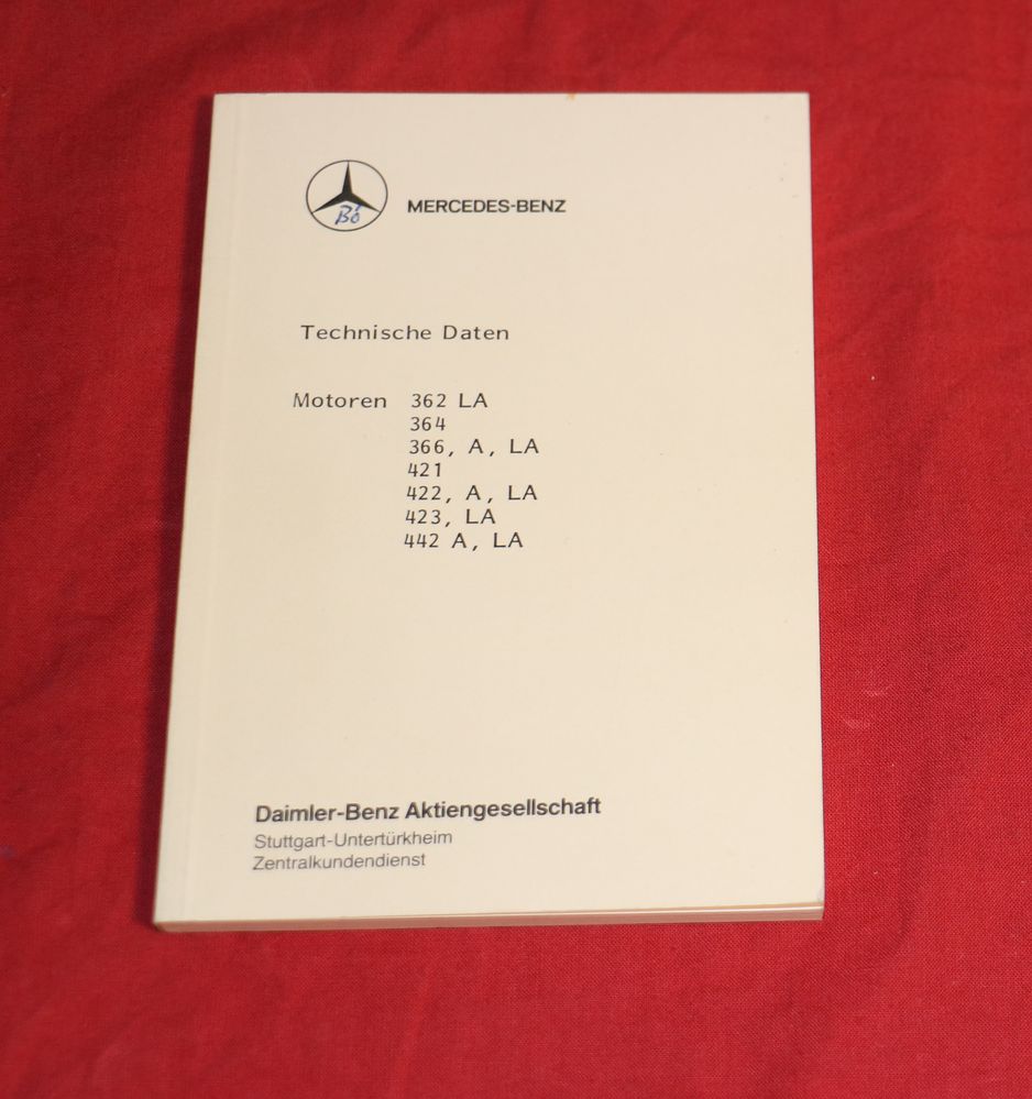 Tabellenbuch Mercedes Motoren OM 362, 364, 366, 421 - 442