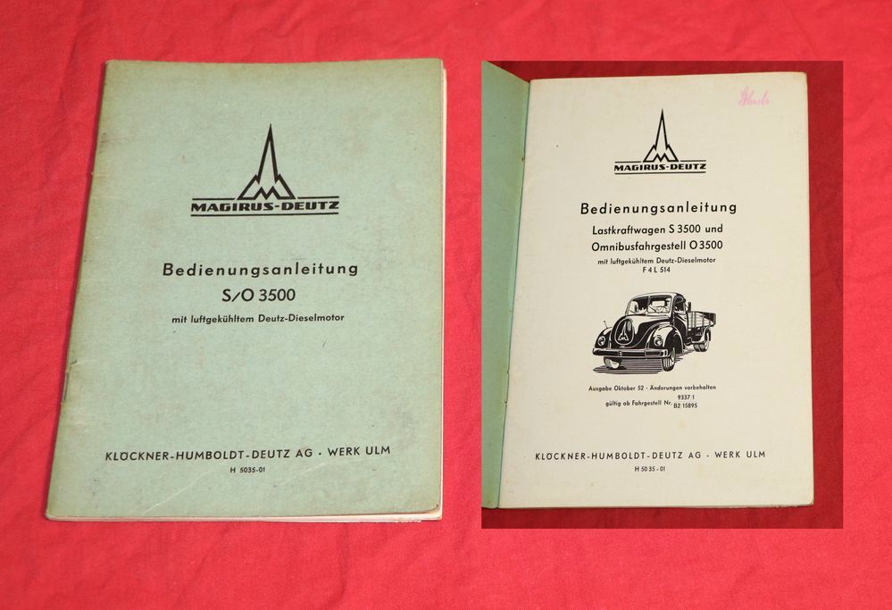 Betriebsanleitung Magirus Deutz S 3500,  O 3500