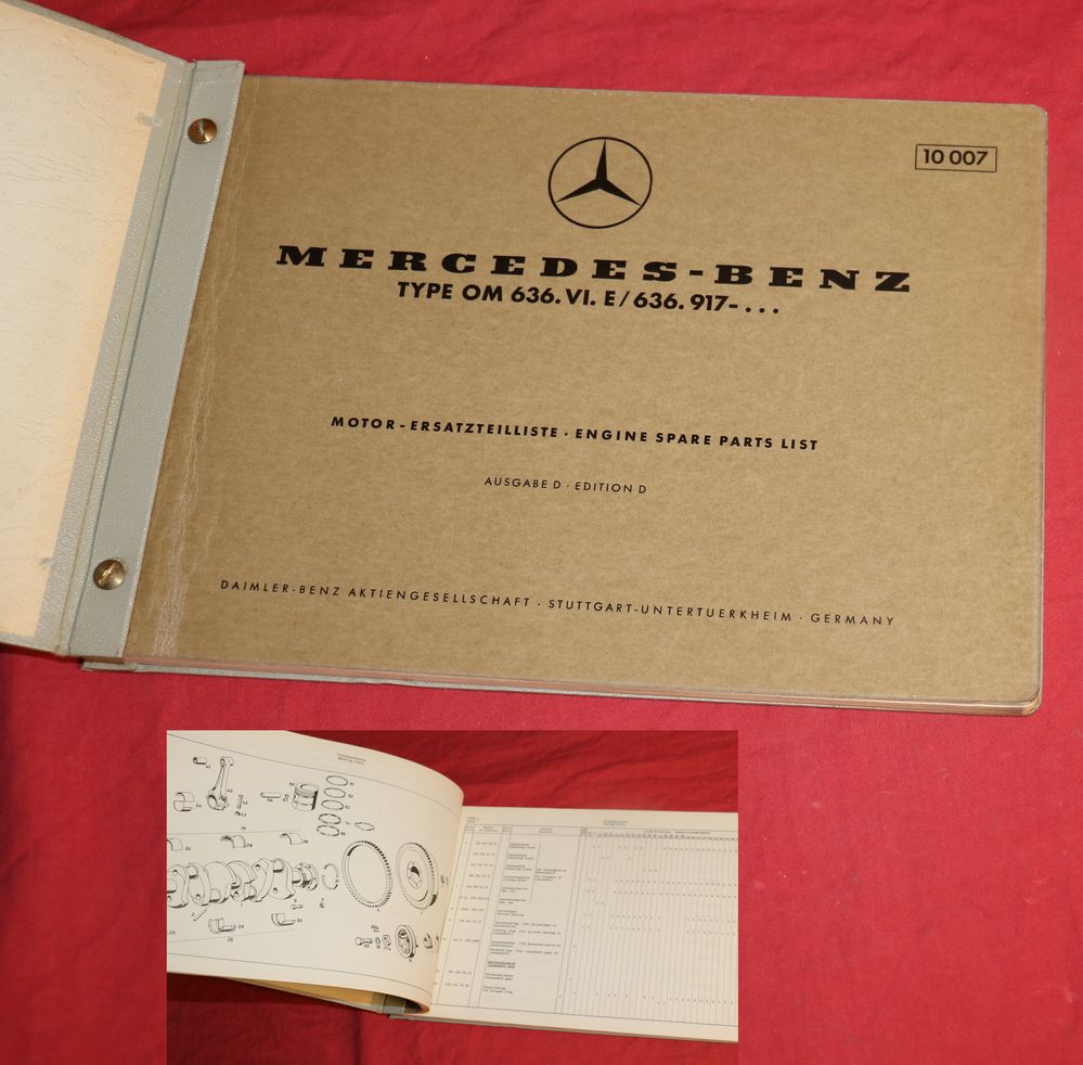 Mercedes Motor OM 636 Dieselmotor Ersatzteilliste