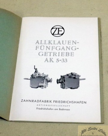 ZF Getriebe   AK 5 - 33    Bedienung, Wartung+ ET Liste