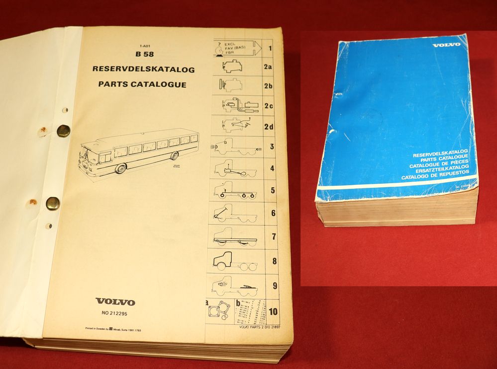 VOLVO B 58 Bus Fahrgestell , Omnibus Ersatzteilkatalog