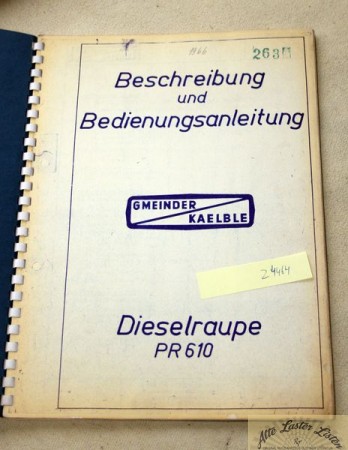 Kaelble Raupe PR 610 , Betriebsanleitung