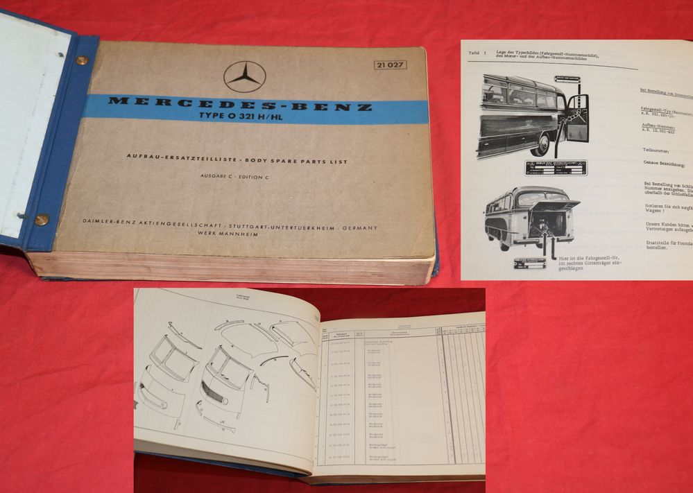 Mercedes O 321 H / HL Aufbau Ersatzteilliste Bus