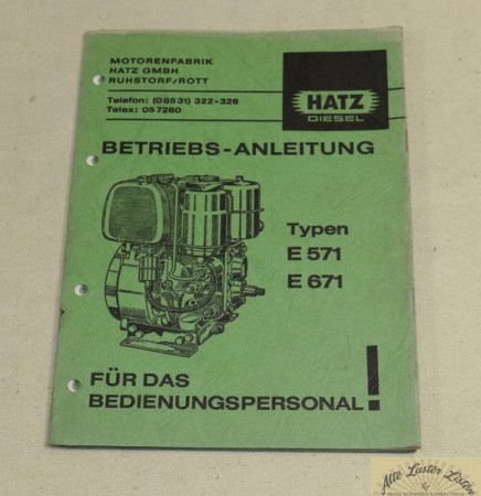Anleitung  Hatz    E  571 , E 671