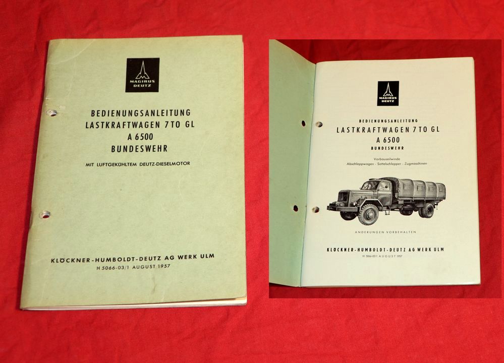 Magirus Deutz  A 6500 Bundeswehr Betriebsanleitung