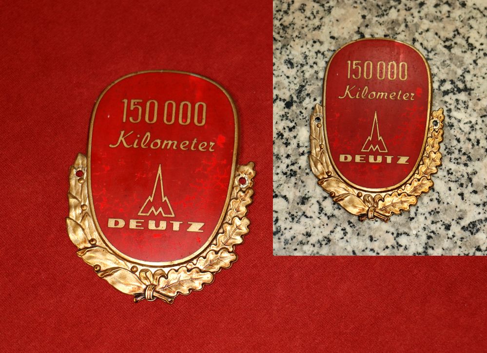 Plakette Magirus Deutz 150.000 KM