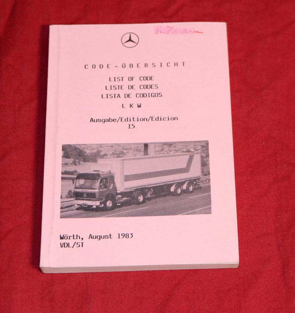 Mercedes Code Übersicht LKW Nutzfahrzeuge 1983