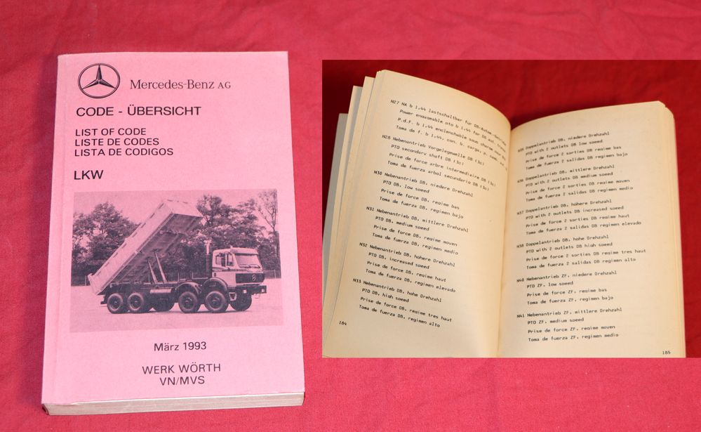 Mercedes Code Übersicht LKW Nutzfahrzeuge 1993 