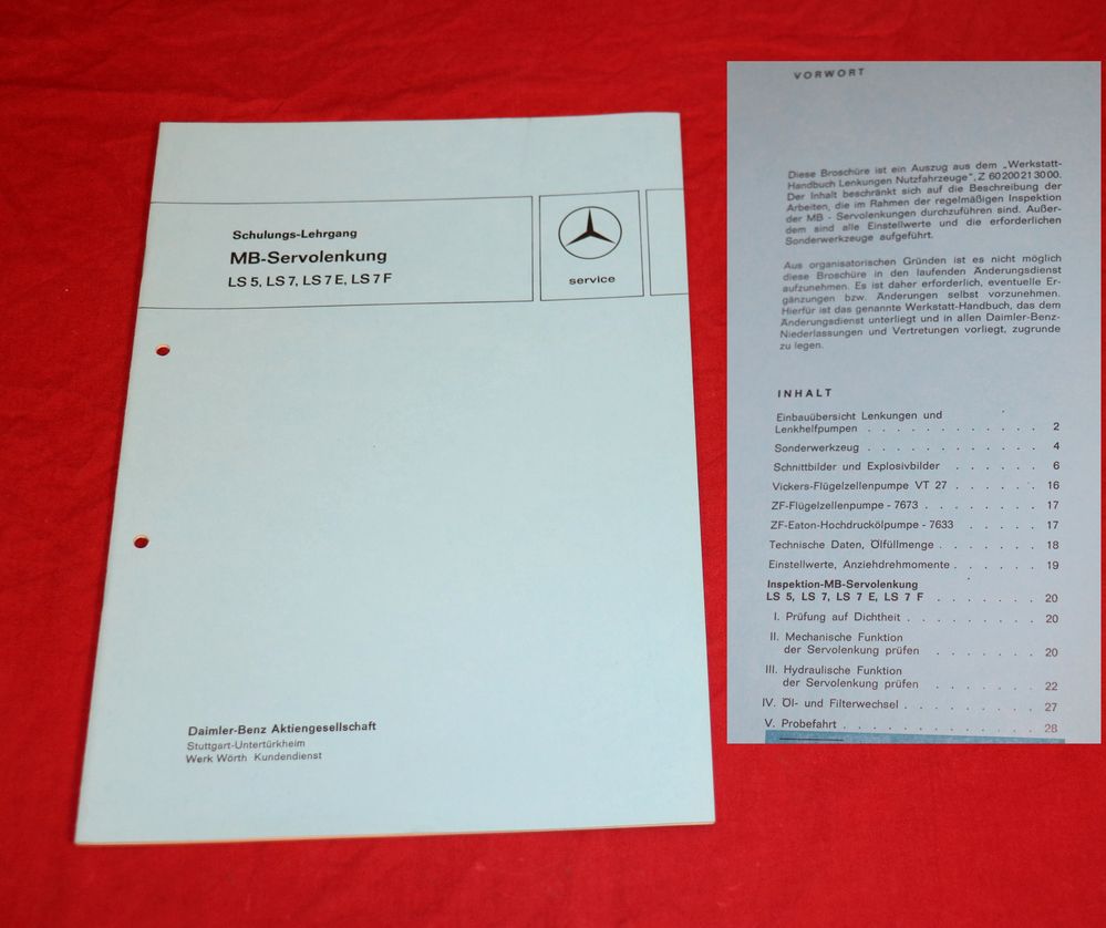 Schulungs Lehrgang Mercedes Lenkungen  LS 5 , LS 7 , 7 E, 7 F