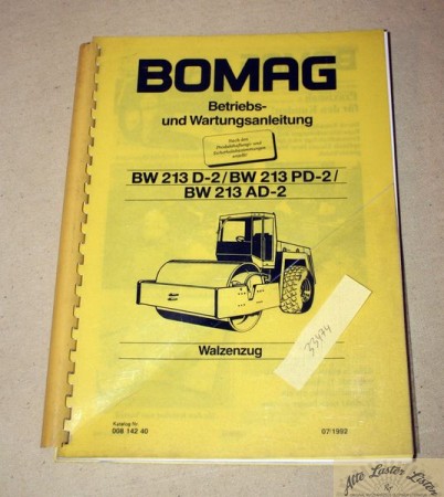 BOMAG    Walzenzug  BW 213 D-2 , PD-2 , AD-2