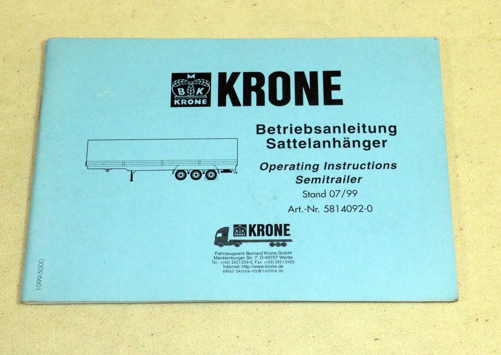 KRONE Sattelanhänger Betriebsanleitung