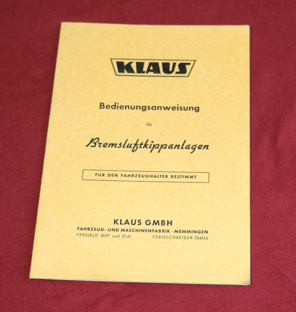 49574 KLAUS Bremsluftkippanlagen , Druckluft Kipper