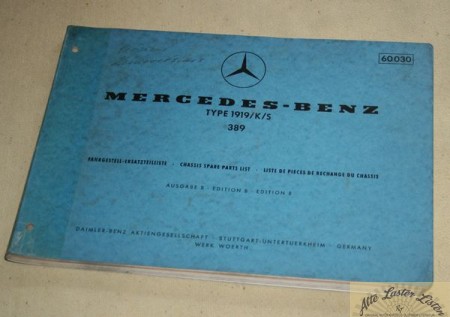 Ersatzteilliste Mercedes 1919 K , S