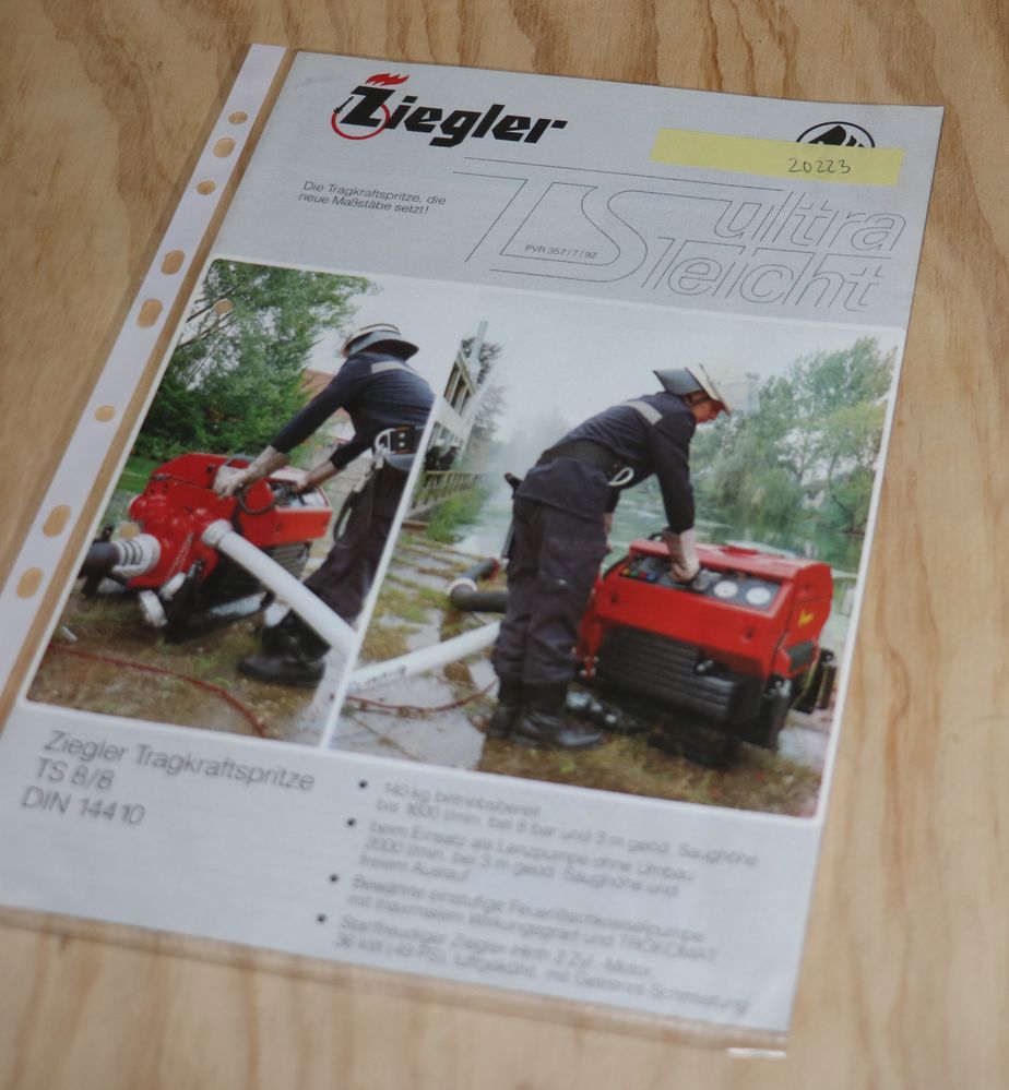 Ziegler TS  8 / 8  Tragkraftspritze Feuerwehr  Prospekt