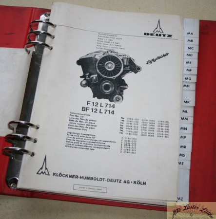 Deutz Motor F , BF 12 L 714   Teile Nummernliste