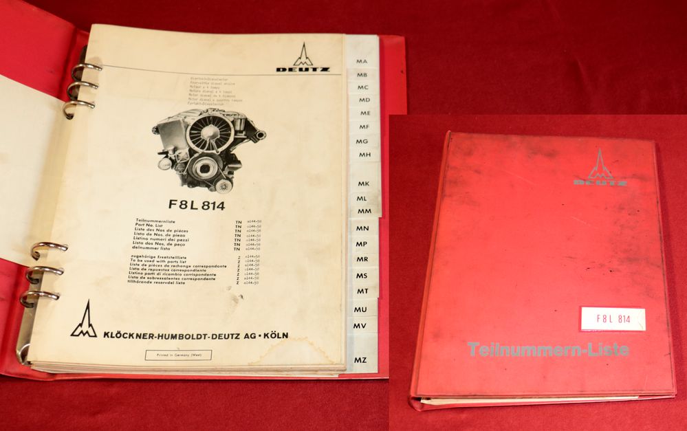 Deutz Motor F 8 L 814 Teilenummernliste