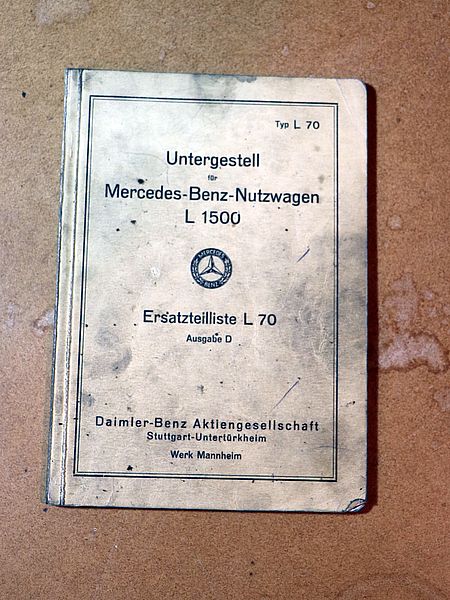Mercedes L 1500 Ersatzteilliste Untergestell  Typ L 70