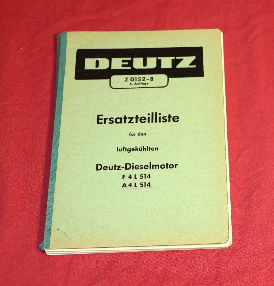 Deutz Motor F4L 514 , F / A 4 L 514 Ersatzteilliste 