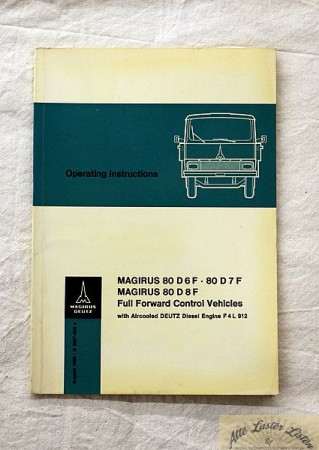 Eicher Magirus   80 D  6, 7, 8  F  ,   Operating instructions