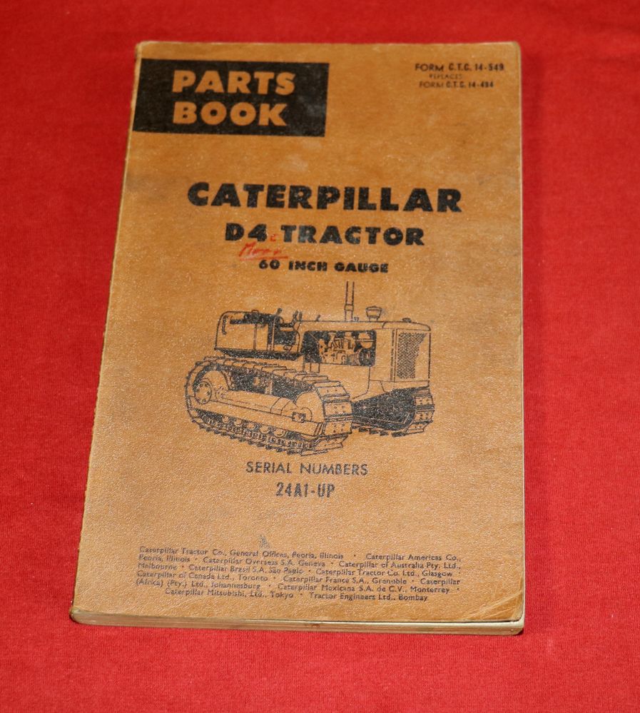 48279 CATERPILLAR D 4 Tractor Parts Book, Ersatzteilliste Raupe