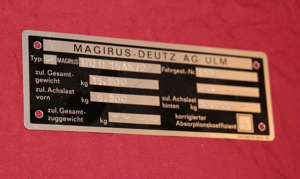 Typschild Magirus 170 D 15 AK  /2