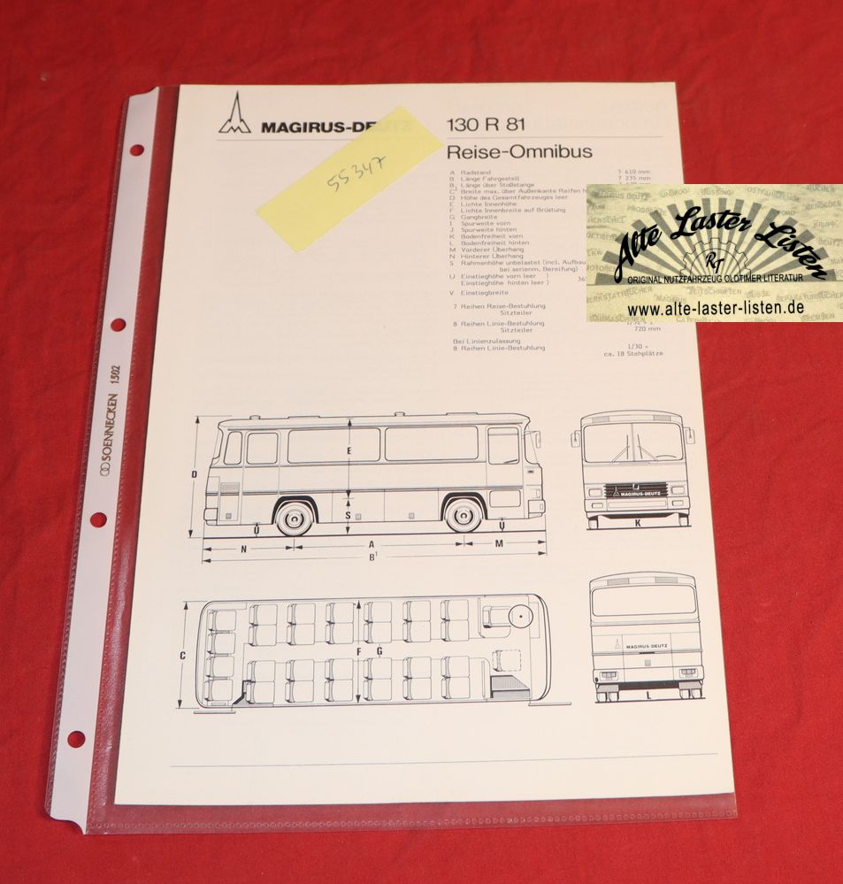 Magirus Deutz 130 R 81 Bus Datenblatt