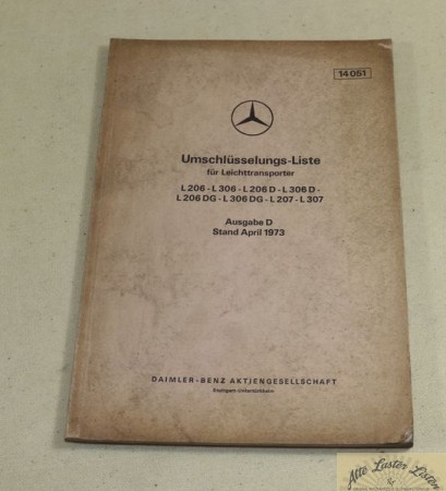 Umschlüsselungsliste Leichtransporter 206, 207, 306, 307