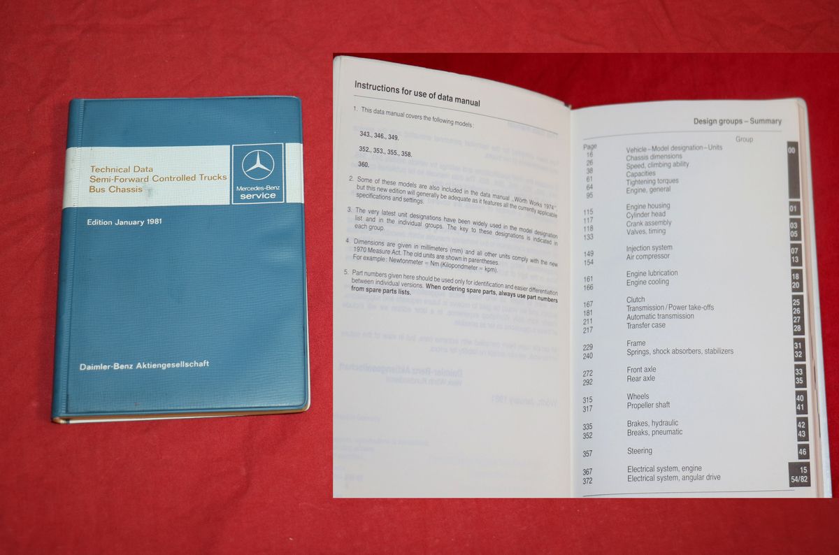 Tabellenbuch Mercedes Kurzhauber LKW , Data Manual