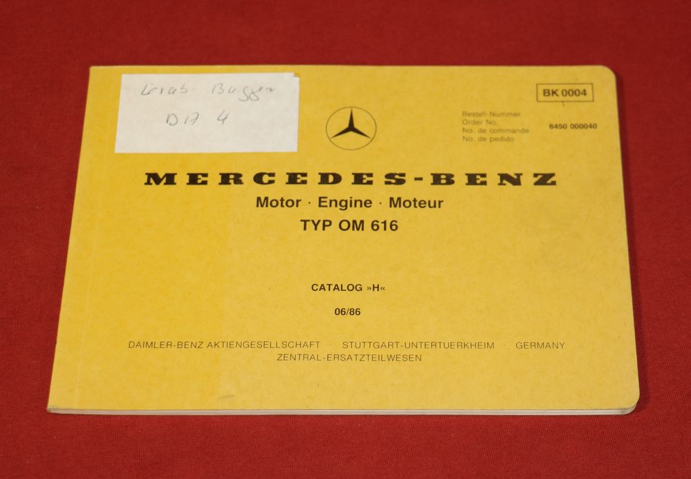 Mercedes Motor OM 616  Bild - Ersatzteilliste