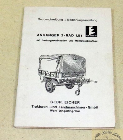 Anhänger  1,5 t   2-Rad       Eicher