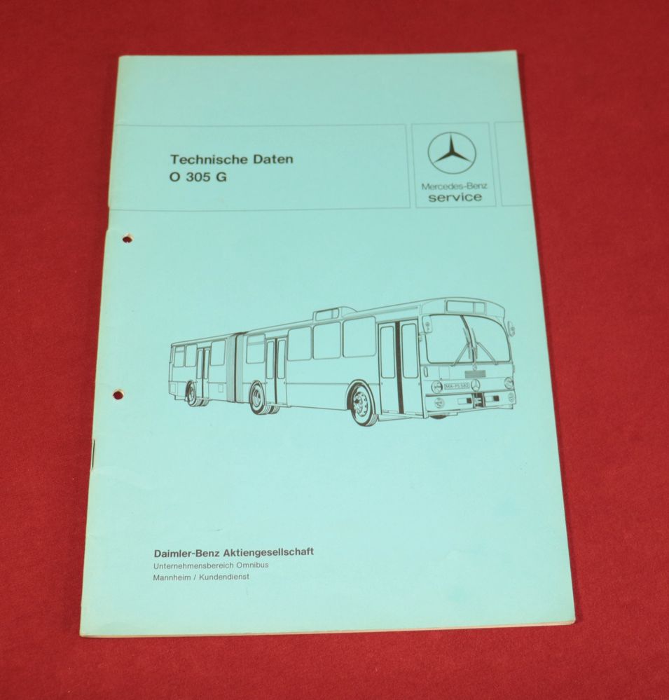 Mercedes O 305 G  Einführungsschrift, Technische Daten 1981