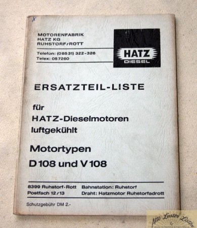 Ersatzteilliste Hatz    D +  V   108