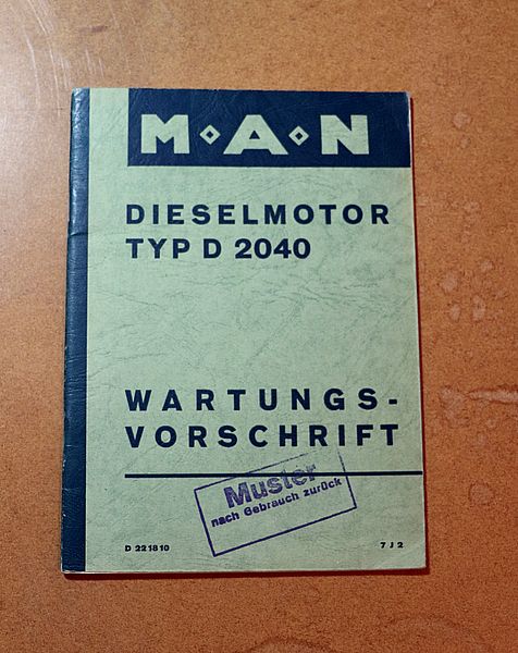 Wartungsvorschrift MAN Dieselmotor Typ D 2040