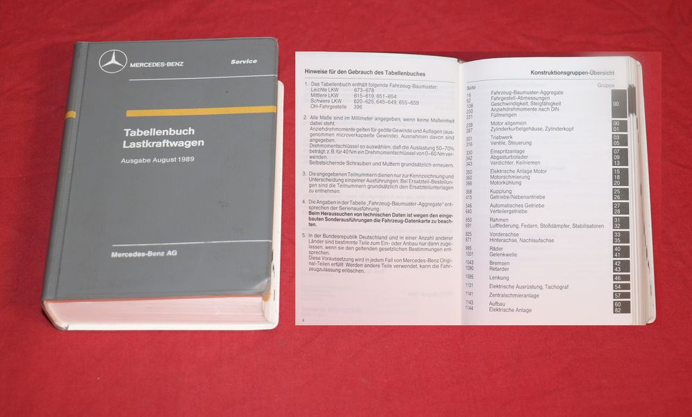 Tabellenbuch Mercedes LKW 1989 vom 709, 814 bis 4850