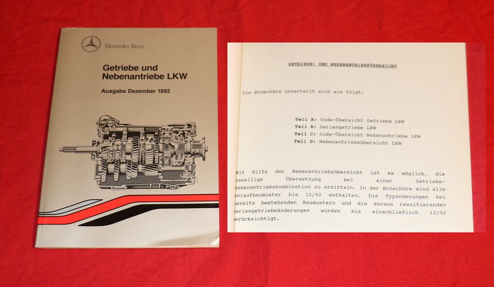 Mercedes LKW Getriebe und Nebenantriebe Verzeichnis 1992