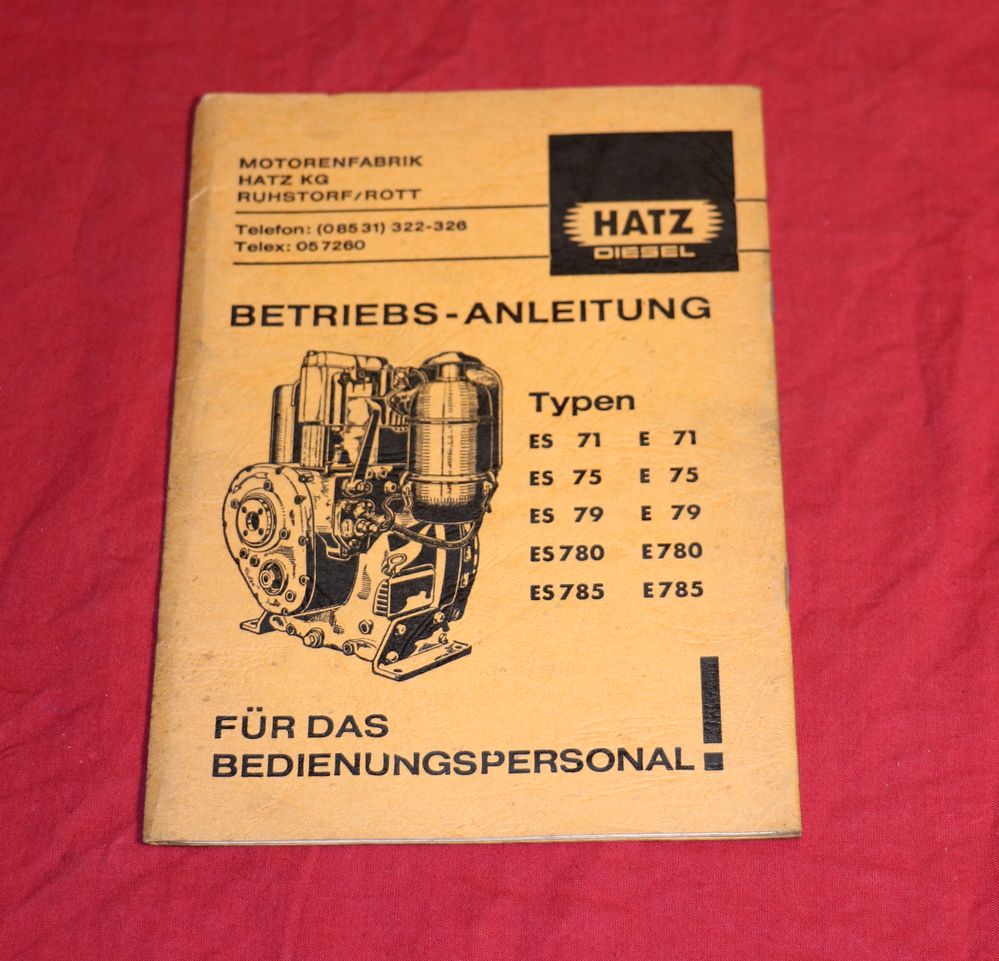 Hatz E , ES 71, 75, 79, 780, 785 Betriebsanleitung