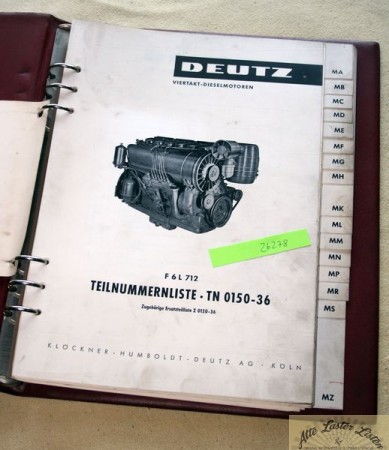 F 6 L 712 Deutz Motor     Teile Nummernliste