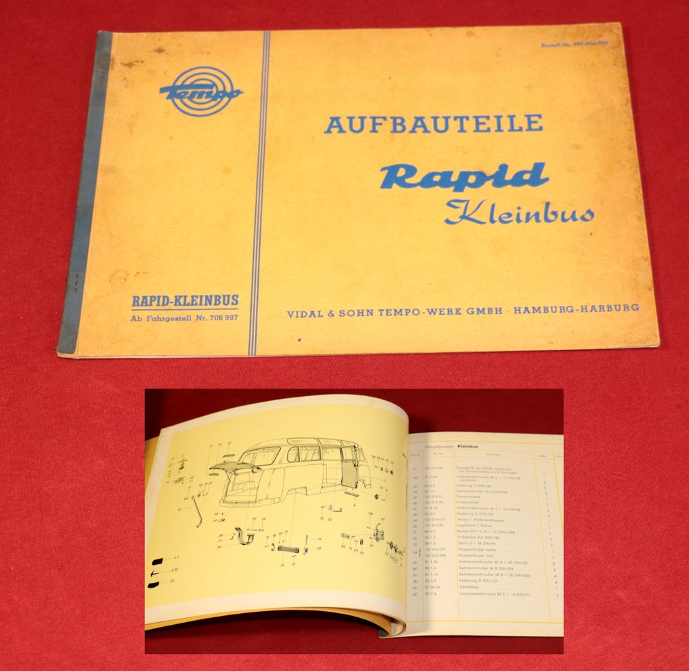 TEMPO Rapid Kleinbus Aufbau Ersatzteilliste
