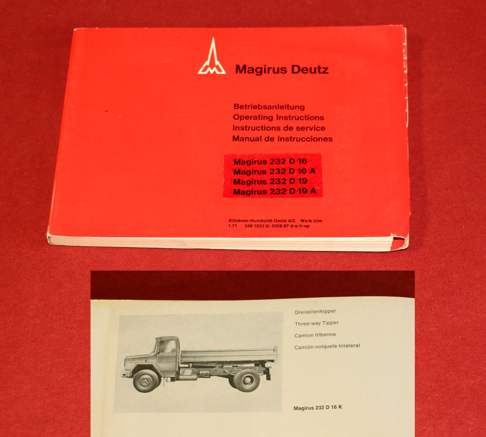 Betriebsanleitung Magirus Deutz 232 D 16 , D 19 A