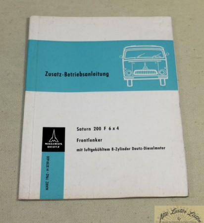Magirus Saturn 200 F  6x4 , Zusatz Betriebsanleitung